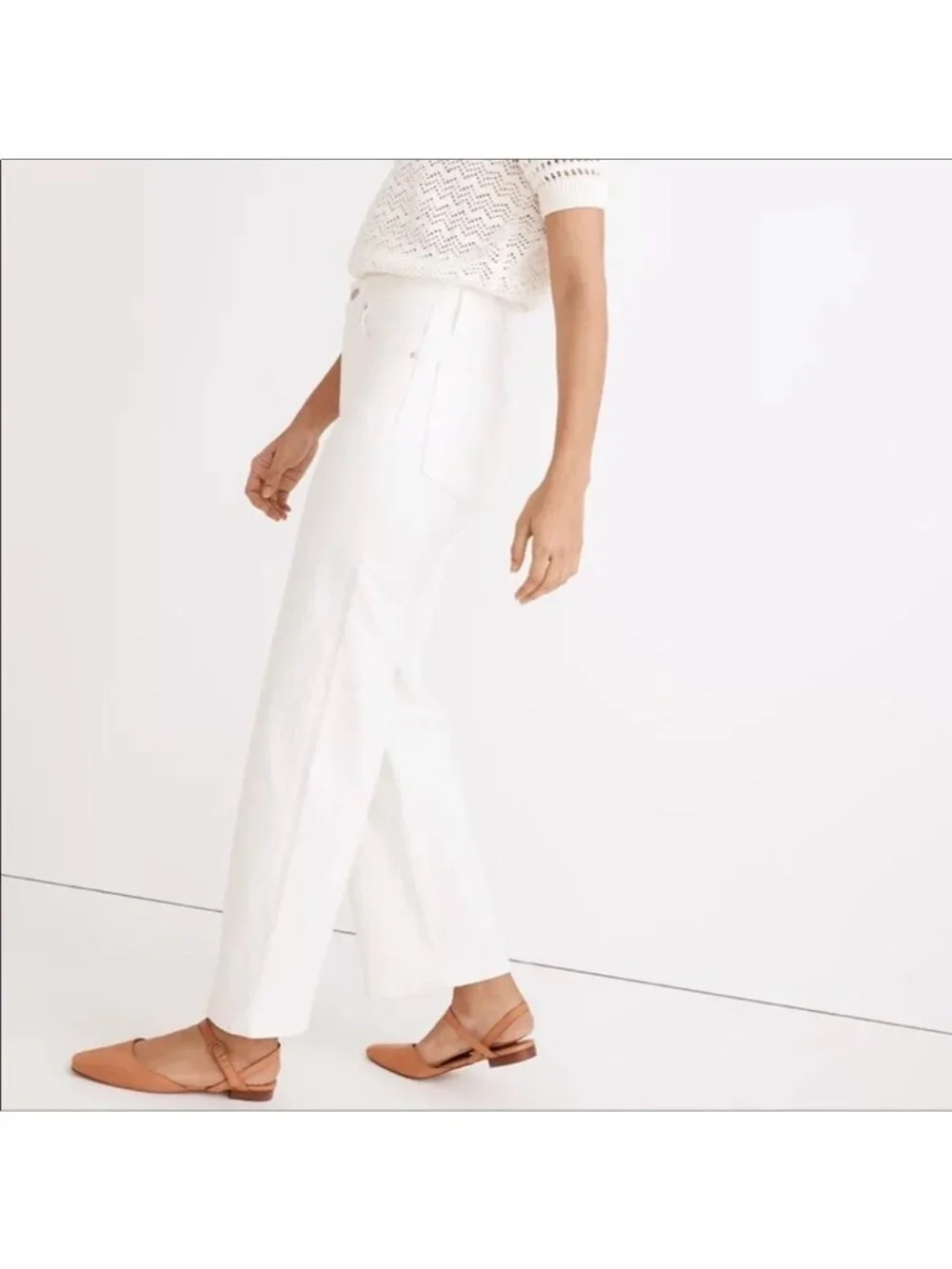 Madewell Perfect Vintage High Rise Tapered Leg Cropped Jeans White 29 - Like New - Picture 2 of 14